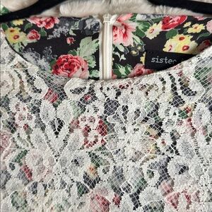 Floral Lined Ivory Lace Women's Dress